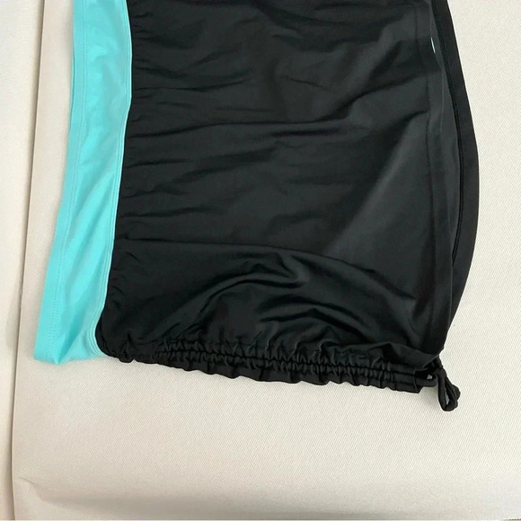 Free Country Side Shirred Swim Skirt Size 2X Black/Blue Built-In Brief - Picture 7 of 12